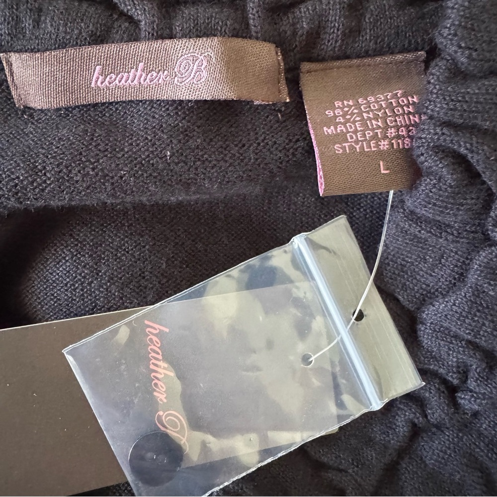 NWT HEATHER B Size Large Black Cardigan Sweater - Picture 5 of 5